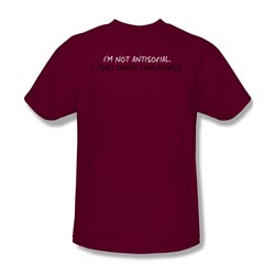 Not Antisocial - Adult Cardinal S/S T-Shirt For Men