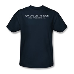 Live On The Edge - Adult Navy S/S T-Shirt For Men