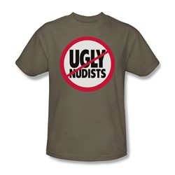 No Ugly Nudists - Adult Safari Green S/S T-Shirt For Men