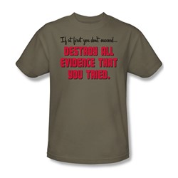 Destroy All Evidence - Adult Khaki S/S T-Shirt For Men