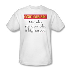 Confucius/Stand On Toilet - Adult White S/S T-Shirt For Men