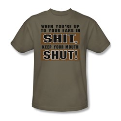 Up To Your Ears -  Adult Safari Green S/S T-Shirt For Men