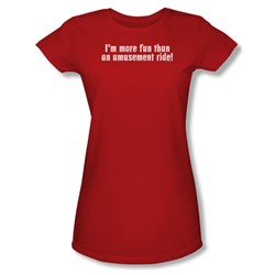 Amusement Ride - Juniors Red Sheer Cap Sleeve T-Shirt For Women
