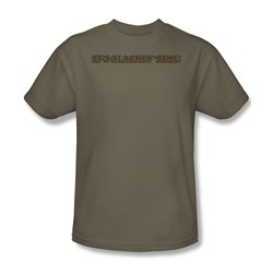 It'S Slackin' Time! - Adult Khaki S/S T-Shirt For Men