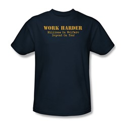 Work Harder - Adult Navy S/S T-Shirt For Men