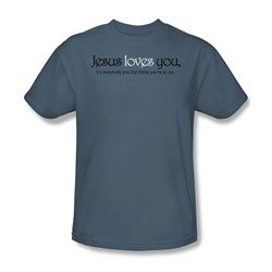 Jesus Loves You - Adult Slate S/S T-Shirt For Men