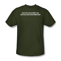 Voices Aren'T Real - Military Green S/S Adult T-Shirt For Men