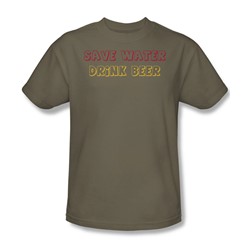 Save Water Drink Beer - Adult Khaki S/S T-Shirt For Men