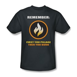First You Pillage - Adult Charcoal S/S T-Shirt For Men