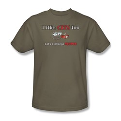 I Like Cats Too - Adult Khaki S/S T-Shirt For Men