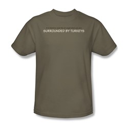 Surrounded By Turkeys - Adult Khaki S/S T-Shirt For Men