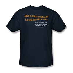 Give A Man A Fish - Adult Navy S/S T-Shirt For Men