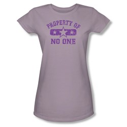 Property Of No One - Juniors Lilac Sheer Cap Sleeve T-Shirt For Women