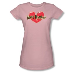 Heart Breaker - Juniors Pink Sheer Cap Sleeve T-Shirt For Women