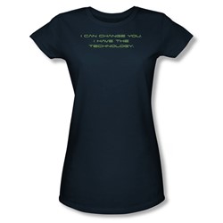 I Can Change You - Juniors Navy Sheer Cap Sleeve T-Shirt For Women