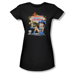Betty Boop - Welcome To Las Vegas - Jrs Black Sheer Cap Slv T For Women