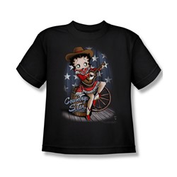 Betty Boop - Country Star - Big Boys Black S/S T-Shirt For Boys