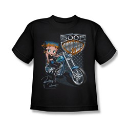 Betty Boop - Betty Boop Choppers - Big Boys Black S/S T-Shirt For Boys