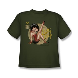 Betty Boop - Nose Art - Big Boys Military Green S/S T-Shirt For Boys