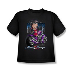 Betty Boop - City Chopper - Big Boys Black S/S T-Shirt For Boys