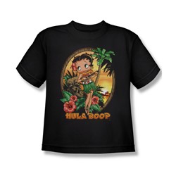 Betty Boop - Hula Betty Boop - Big Boys Black S/S T-Shirt For Boys