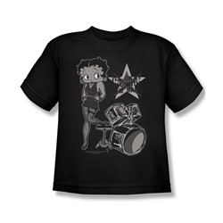 Betty Boop - With The Band - Big Boys Black S/S T-Shirt For Boys