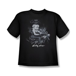 Betty Boop - Storm Rider - Big Boys Black S/S T-Shirt For Boys