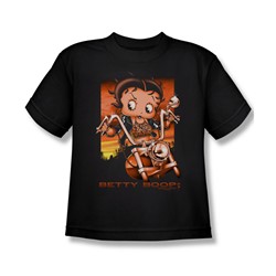 Betty Boop - Sunset Rider - Big Boys Black S/S T-Shirt For Boys