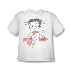 Betty Boop - Classic With Pup - Big Boys White S/S T-Shirt For Boys