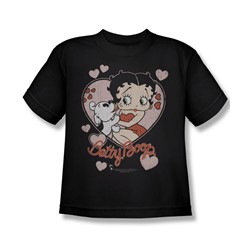 Betty Boop - Classic Kiss - Big Boys Black S/S T-Shirt For Boys