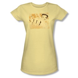 Betty Boop - Can Can - Juniors Trans Yellow Sheer Cap Sleeve T-Shirt For Women