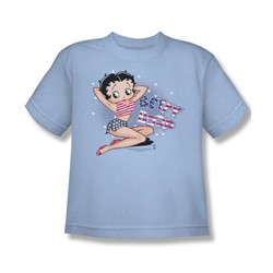 Betty Boop - All American Girl - Big Boys Light Blue S/S T-Shirt For Boys