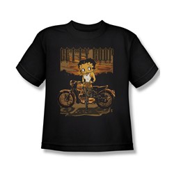 Betty Boop - Rebel Rider - Big Boys Black S/S T-Shirt For Boys