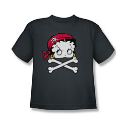 Betty Boop - Pirate - Big Boys Charcoal S/S T-Shirt For Boys
