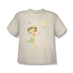 Betty Boop - Hula Flowers - Big Boys Cream S/S T-Shirt For Boys
