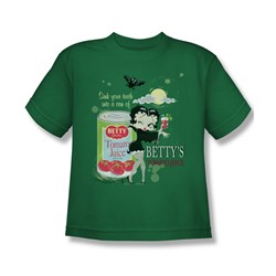 Betty Boop - Vampire Tomato Juice - Big Boys Kelly Green S/S T-Shirt For Boys