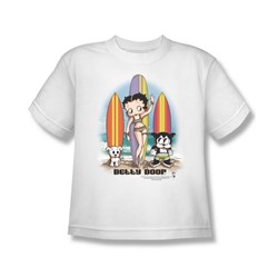 Betty Boop - Surfers - Big Boys White S/S T-Shirt For Boys