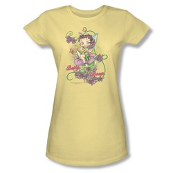 Betty Boop - Flower Vine Fairy - Jrs Trans Yellow Sheer Cap Slv T For Women