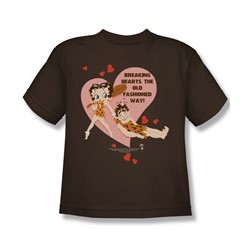 Betty Boop - Breaking Hearts - Big Boys Coffee S/S T-Shirt For Boys