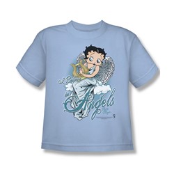 Betty Boop - I Believe In Angels - Big Boys Light Blue S/S T-Shirts For Boys