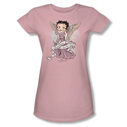 Betty Boop - Grandma Guardian Angel - Junior Pink S/S T-Shirts For Women