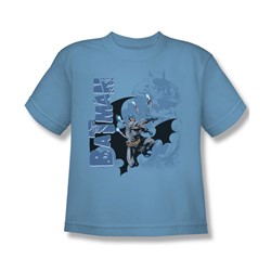 Batman - Throwing Blades - Big Boys Carolina Blue S/S T-Shirt For Boys