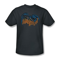 Batman - Retro Dark Knight - Adult Charcoal S/S T-Shirt For Men