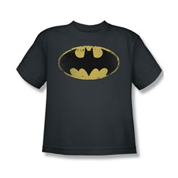 Batman - Distressed Shield - Big Boys Charcoal S/S T-Shirt For Boys