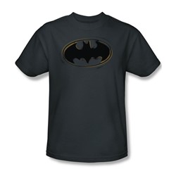Batman - Spray Paint Logo - Adult Charcoal S/S T-Shirt For Men