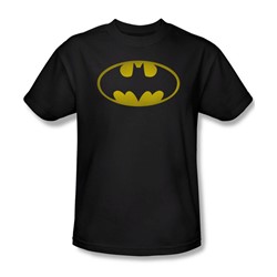 Batman - Washed Bat Logo - Adult Black S/S T-Shirt For Men