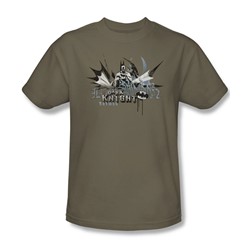 Batman - Dark Knight Graffiti - Adult Safari Green S/S T-Shirt For Men