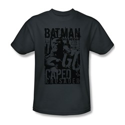 Batman - Caped Crusader - Adult Charcoal S/S T-Shirt For Men
