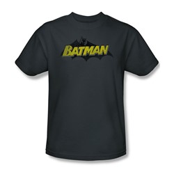 Batman - Classic Comic Logo - Adult Charcoal S/S T-Shirt For Men