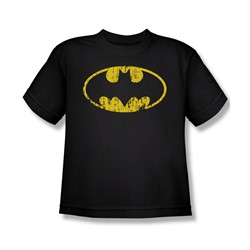 Batman - Classic Logo Distressed - Big Boys Black S/S T-Shirt For Boys